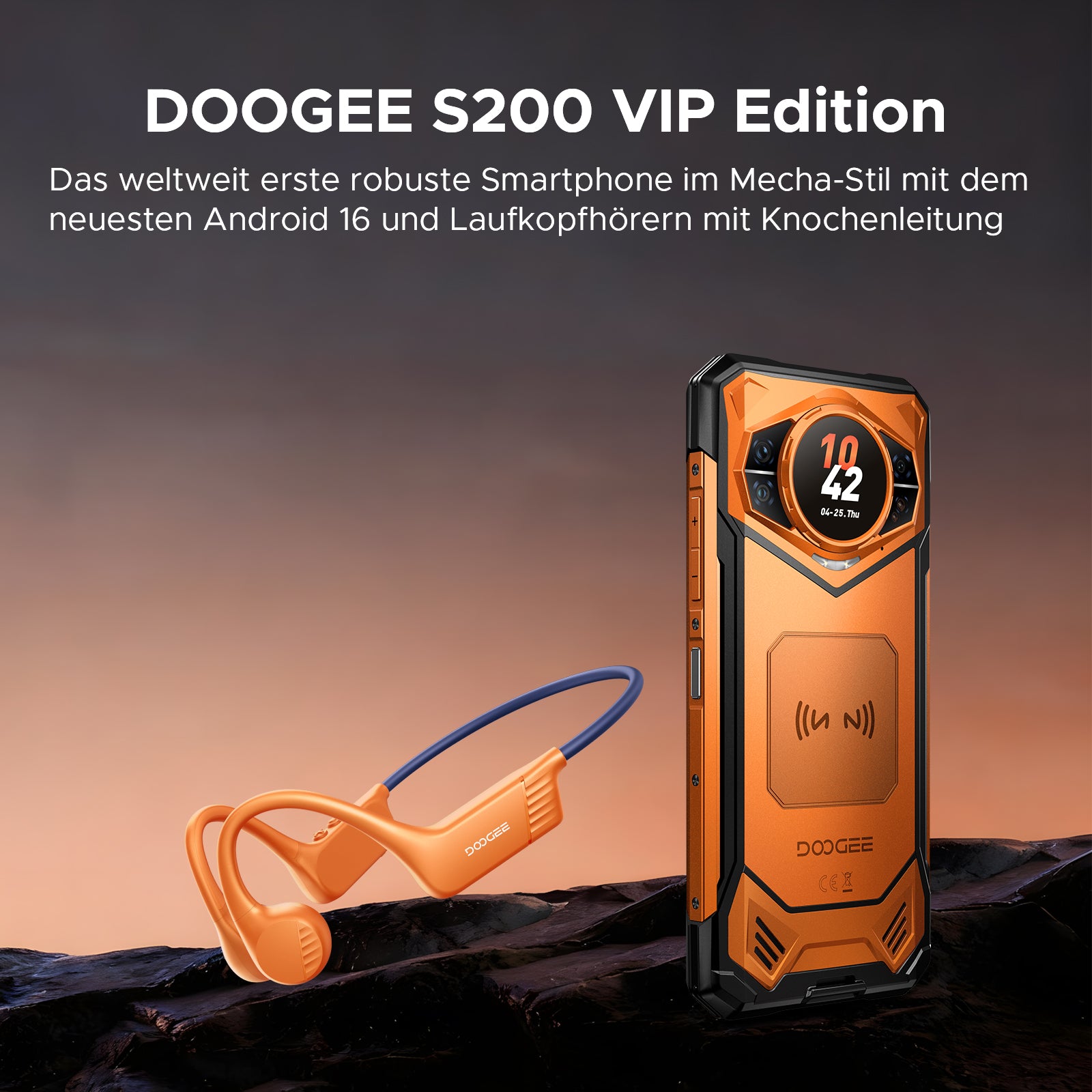 DOOGEE S200 Outdoor-Handy mit Kopfhörern 6,72“ FHD+ Display 10100mAh Akku Android 16