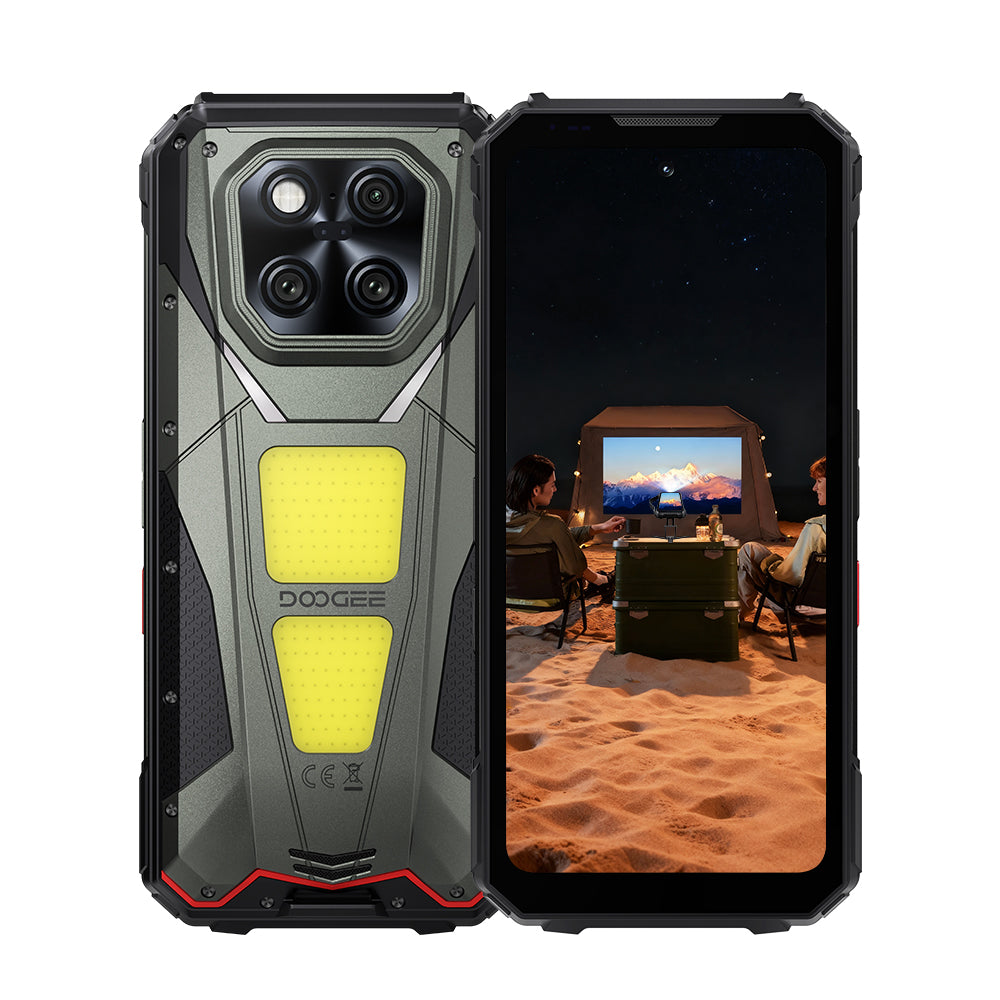 DOOGEE V Max Play 5G Outdoor-Telefon mit 480p-Projektor, 20500-mAh-Akku und 130-dB-Lautsprecher