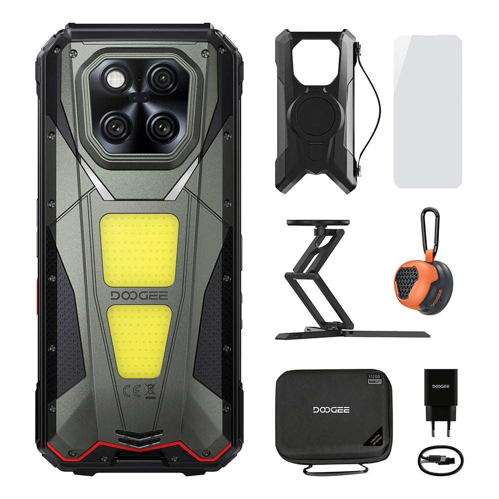 DOOGEE V Max Play 5G Outdoor-Telefon mit 480p-Projektor, 20500-mAh-Akku und 130-dB-Lautsprecher
